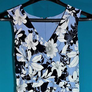 Tommy Hilfiger Size 4 Woman's Navy Blue White Floral Sleeveless Career Dress